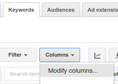 Adwords - Modify visible columns if required