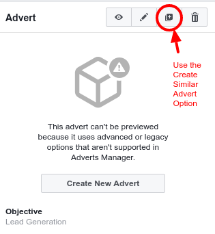 Facebook Create a copy of fb ad